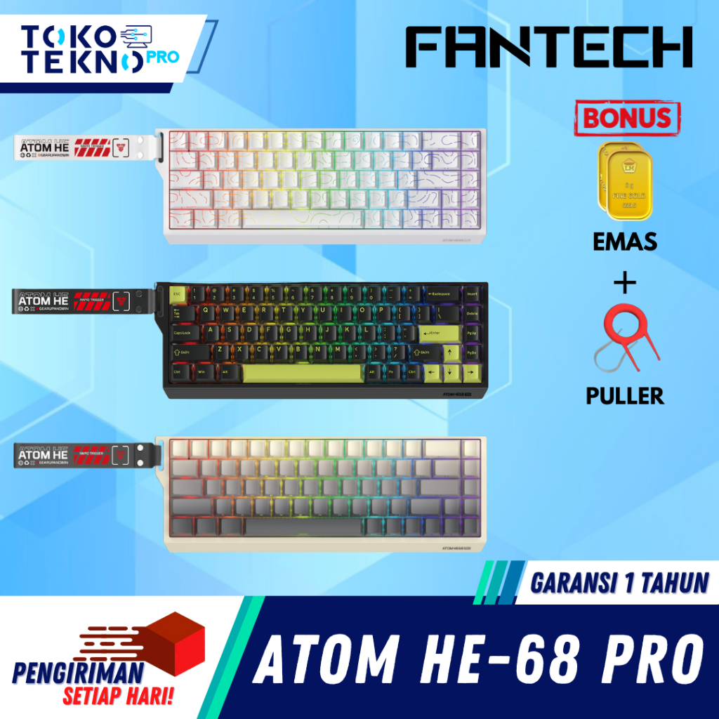 FANTECH AtomHE68 / Atom HE-68 / Atom HE 68 Pro / MK922/ MK-922 Gaming Keyboard 3in1 Connection Wireless 8K Wired Magnetic Switch
