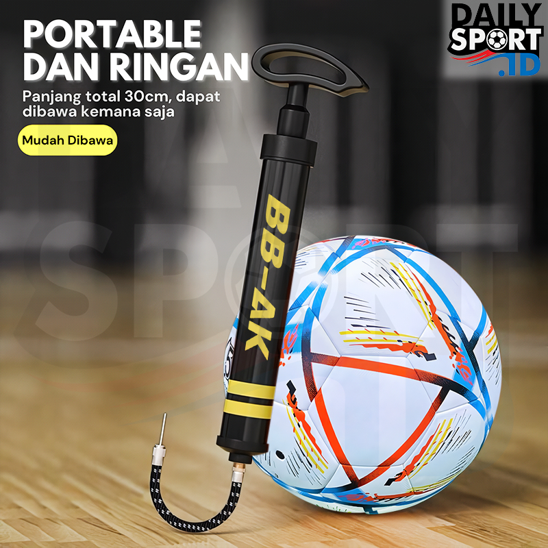 Pompa Angin Portable 130 PSI Besi Tahan Lama untuk Bola Sepak Basket Voli dengan XTRA Pentil, Desain Ringan Mudah Dibawa dan Cepat Isi Angin