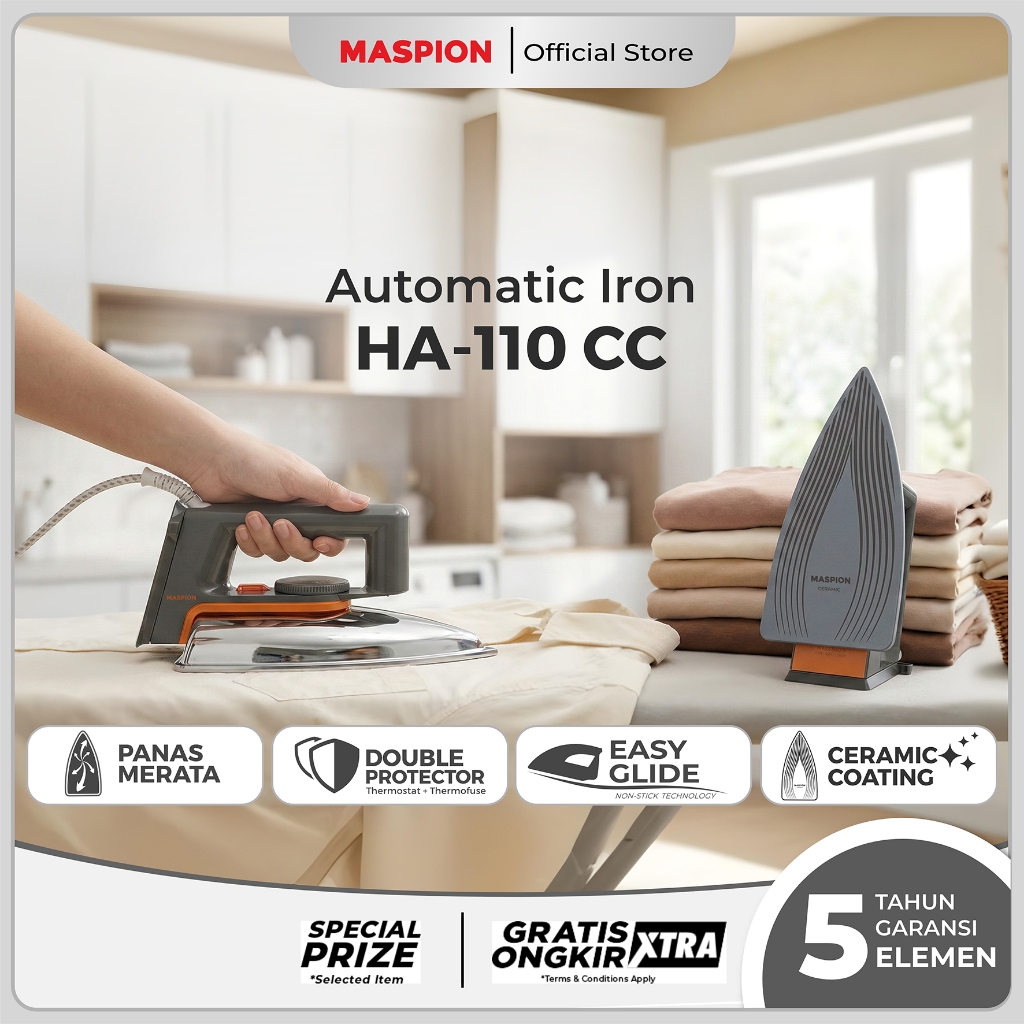 Maspion Setrika Automatic Iron HA-110 Ceramic Coating