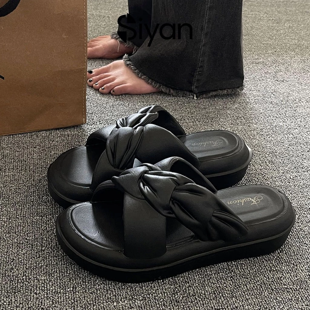 Siyan 2026 Sandal Wanita EVA Jelly Selop Kekinian Sandal Flat Empuk Elastis Pria Slide Kasual - Gambar 4