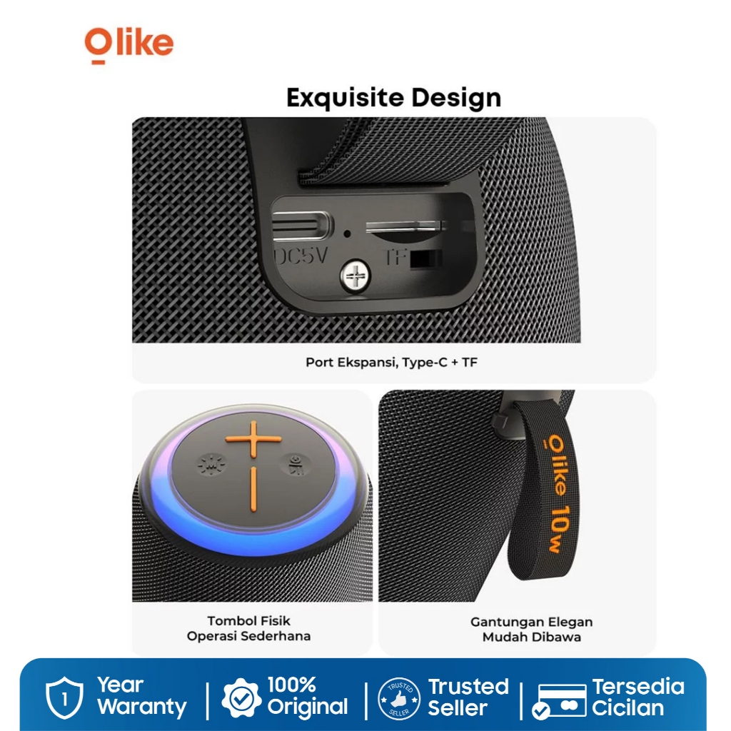 Olike Speaker Bluetooth 6.0 SF13 Upgrade Sound Super Bass RGB TWS Conectivity Support Radio - Gambar 4