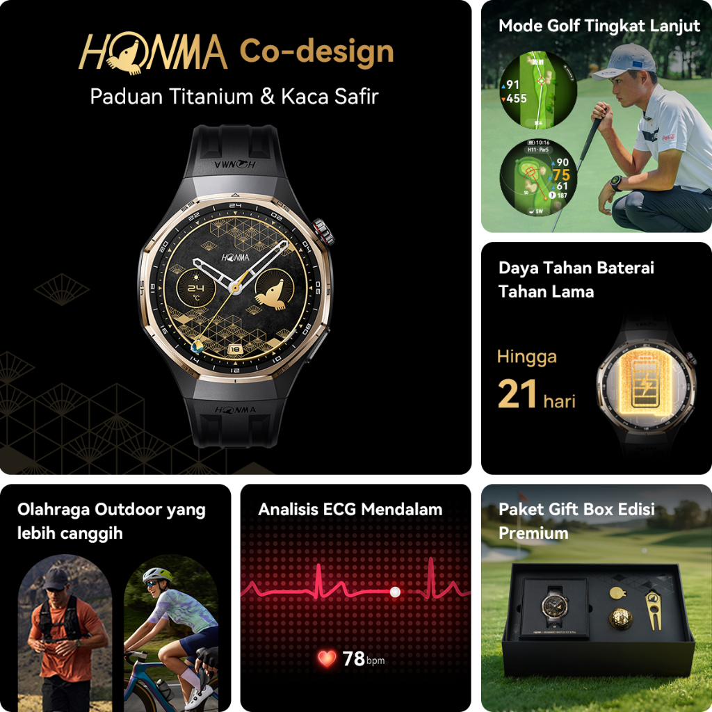 [8.8 s/d 20%*] Honma x HUAWEI WATCH GT 6 Pro Smartwatch l Professional Golf / Shot Distance & AI Caddie - Gambar 2