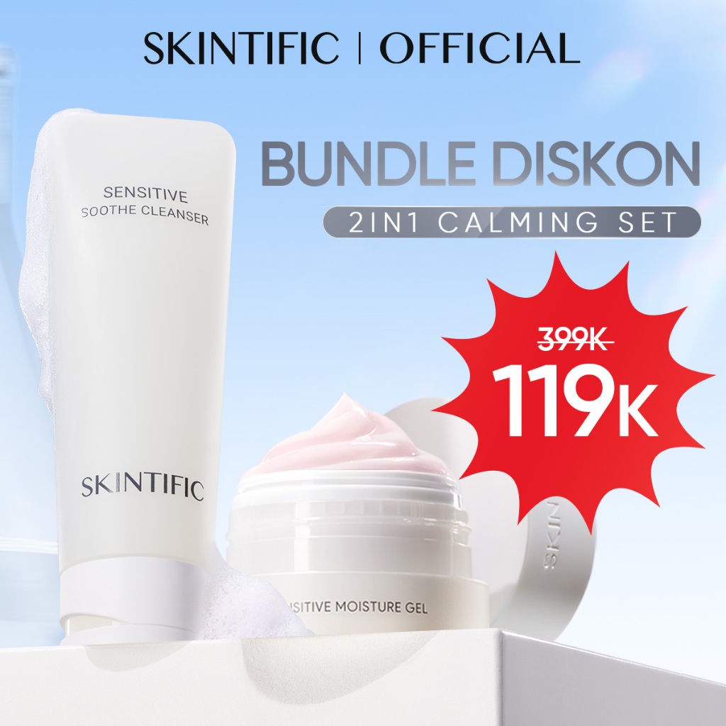 SKINTIFIC - Sensitive Moisture Gel 40ml - Calm & Repair 2in1 Moisturizer / Acne Barrier Calm Down Skin Calming Moisturizer Lightweight Gel Pelembab Wajah Kulit Sensitif Bertekstur Gel yang Ringan with Vitamin B12 Ectoin Ceramide Centella - Gambar 2