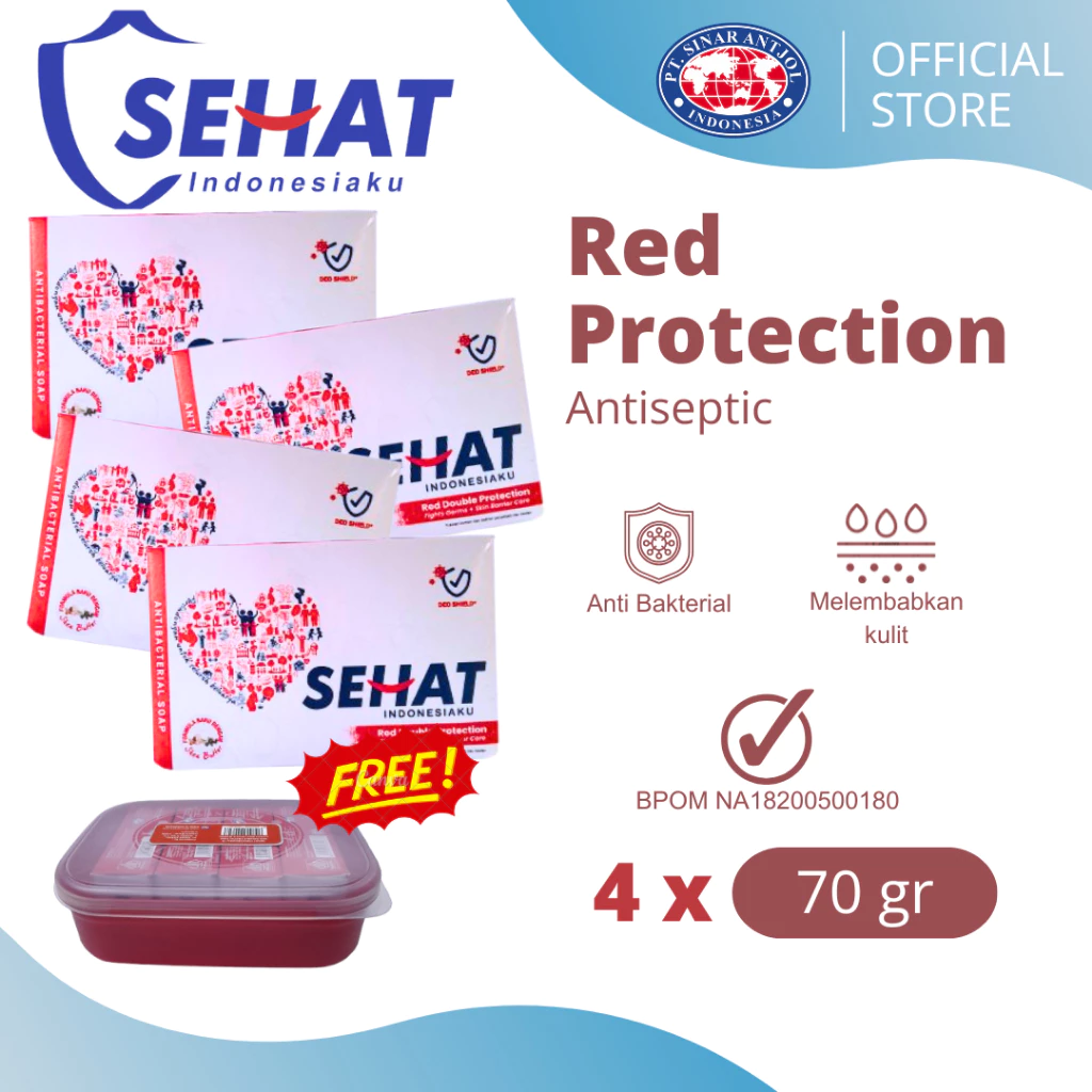 (LUNCH BOX) + Sehat Perisai Indonesiaku Sabun Mandi Batang 70gr isi 4 pcs (LOVE)