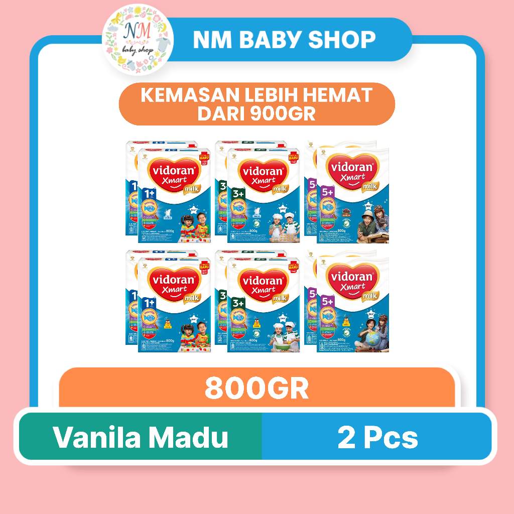VIDORAN PAKET 2 PCS XMART MILK 1+ 3+ 5+ 800GR VANILA MADU COKELAT SUSU FORMULA ANAK 800 GR SSKD