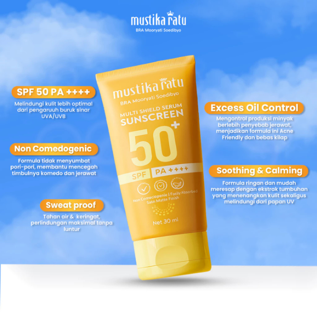 MUSTIKA RATU Sunscreen Multi Shield Serum SPF 50+ PA++++ Perlindungan UVA UVB / Merah Jingga Official - Gambar 4