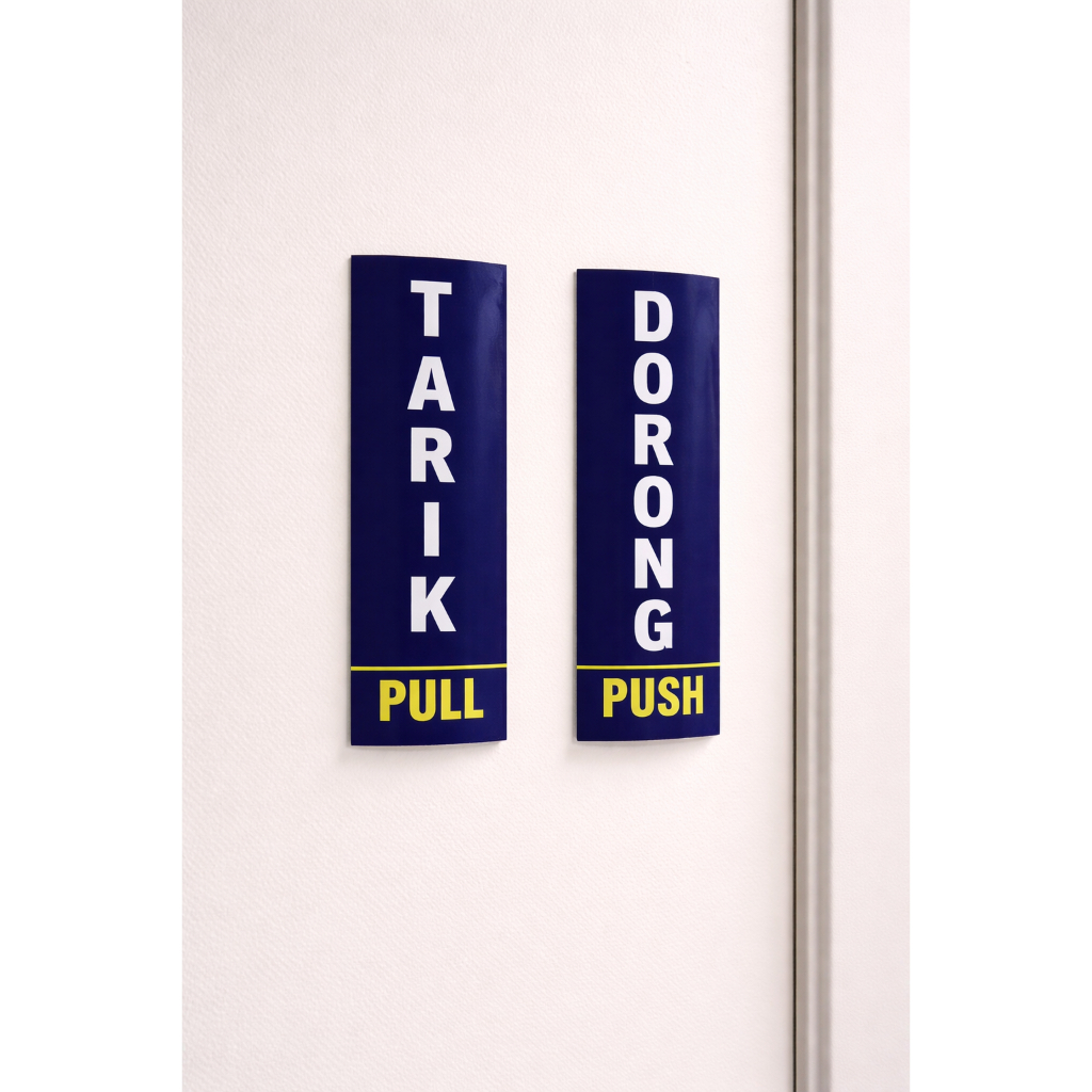 Push Pull Door Sticker biru | Door Stickers | Push Pull Sticker ...