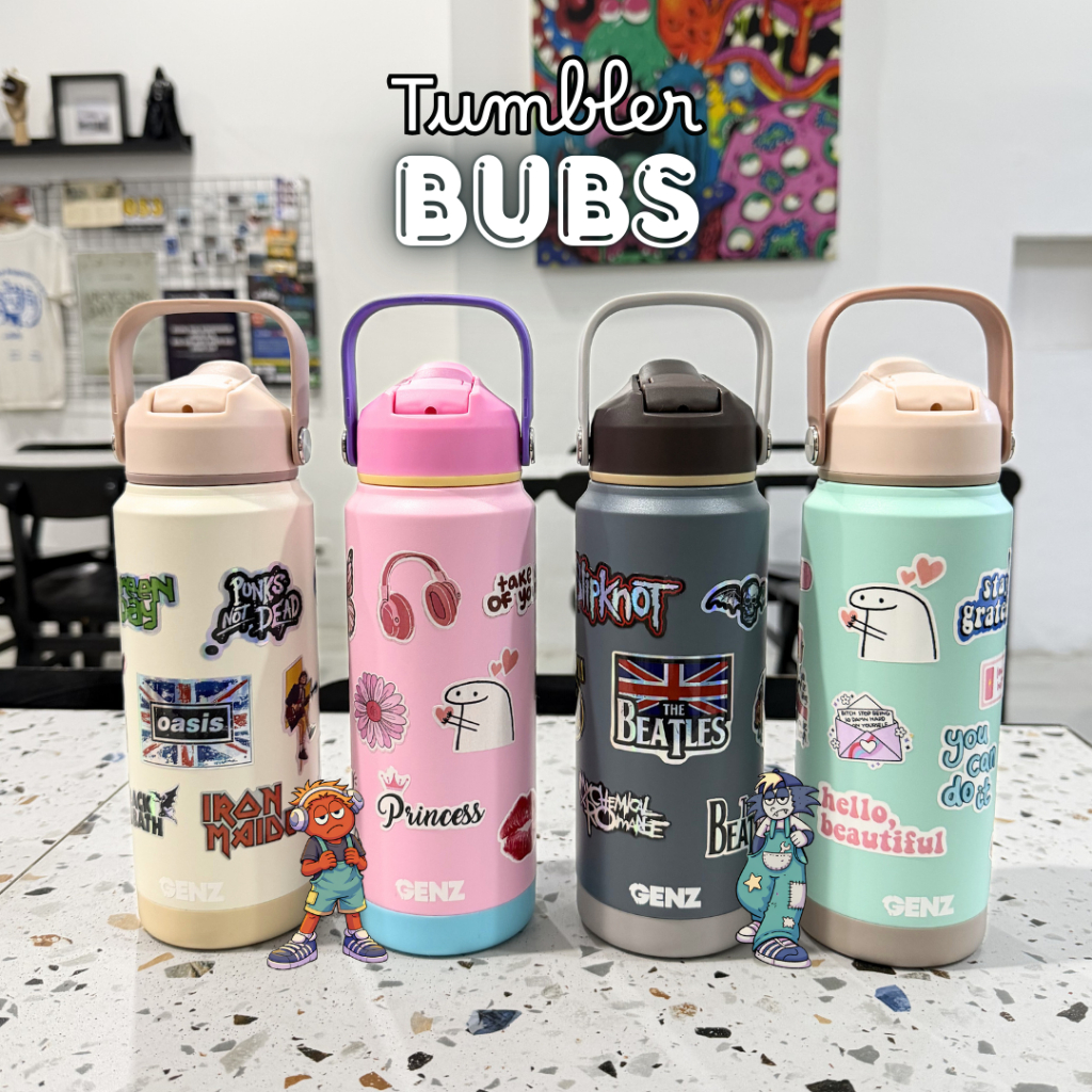 Tumbler BUBS Aesthetic Genz 710ml Botol Minum Stainless Steel Tahan Panas Dingin Vacuum BPA Free Include Stiker foto 2