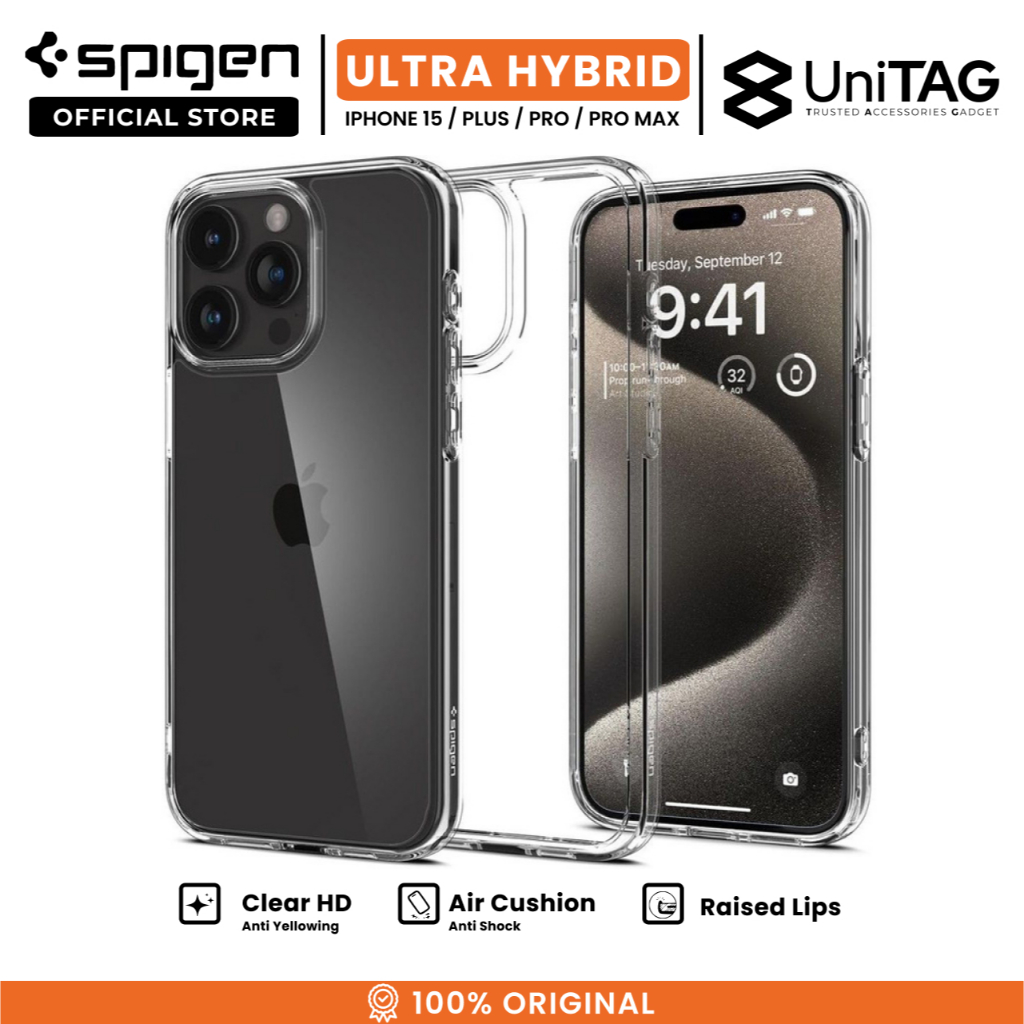SPIGEN Case iPhone 15 Pro Max Plus Ultra Hybrid MagFit Magsafe Clear Matte Slim Anti-Crack Shock Casing