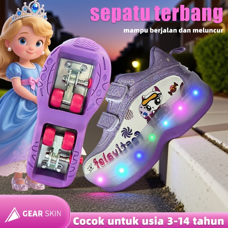 Matougui-sepatu roda Oxelo/Sepatu Roda untuk Anak –lampu kedip/tidak licin/anti goyang/lnline skate/star/ukuran dapat disesuaikan/pu/gaya bajaj/mode skateboard
