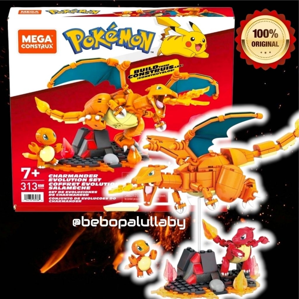 MEGA POKEMON MEGA CONSTRUX CHARIZARD CHARMENDER EVOLUTION BUILDING BOX ...