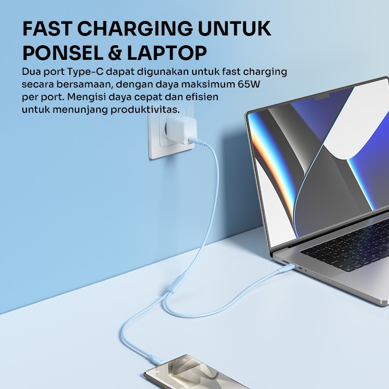 Robot Kabel Type-C 65W Fast Charging 150cm - Gambar 3