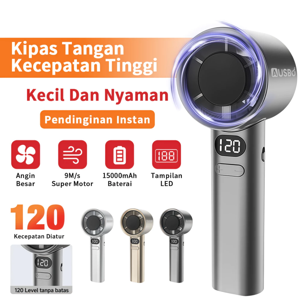 Kipas High-speed Strong 120 Gear Wind Digital Display Mini Kipas untuk Olahraga Luar Ruangan