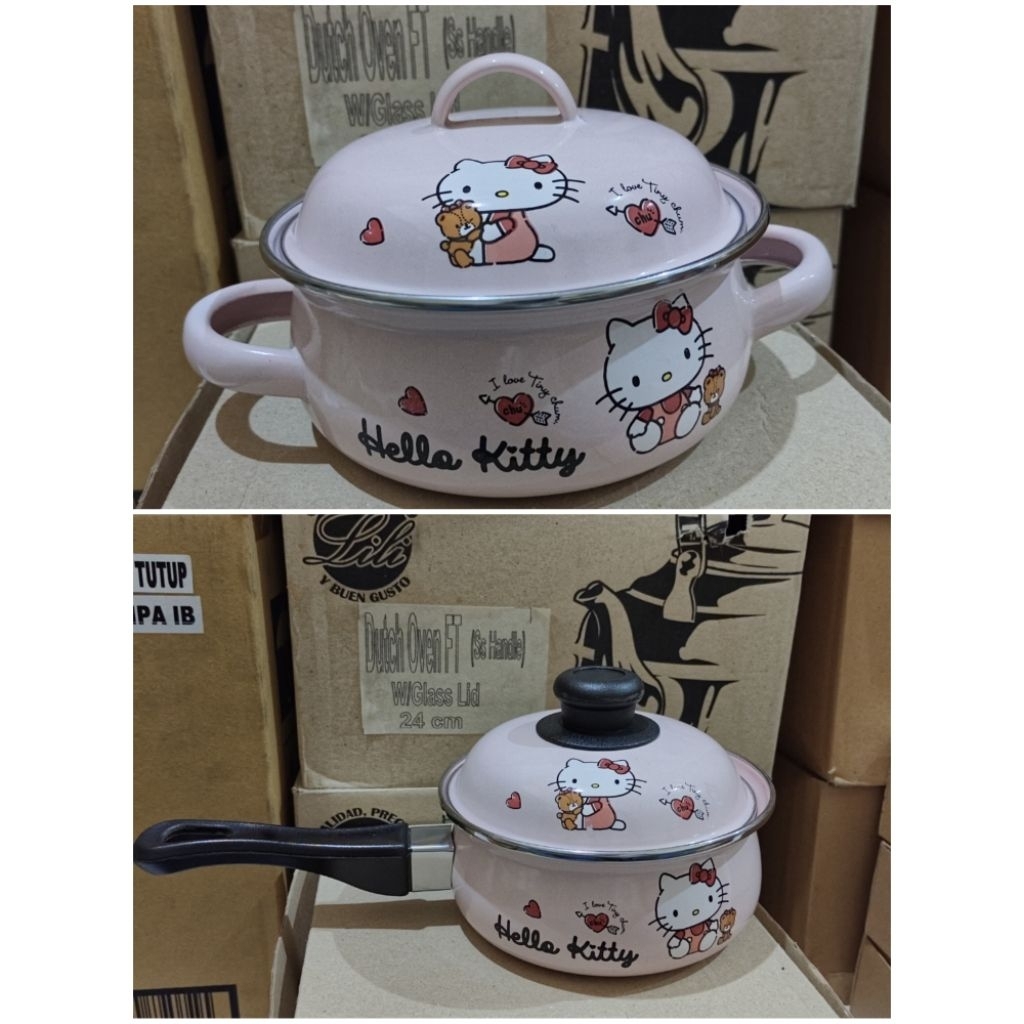 HELLO KITTY ENAMEL POT 16CM Hello Kitty Pot Enamel Pot | Shopee Singapore