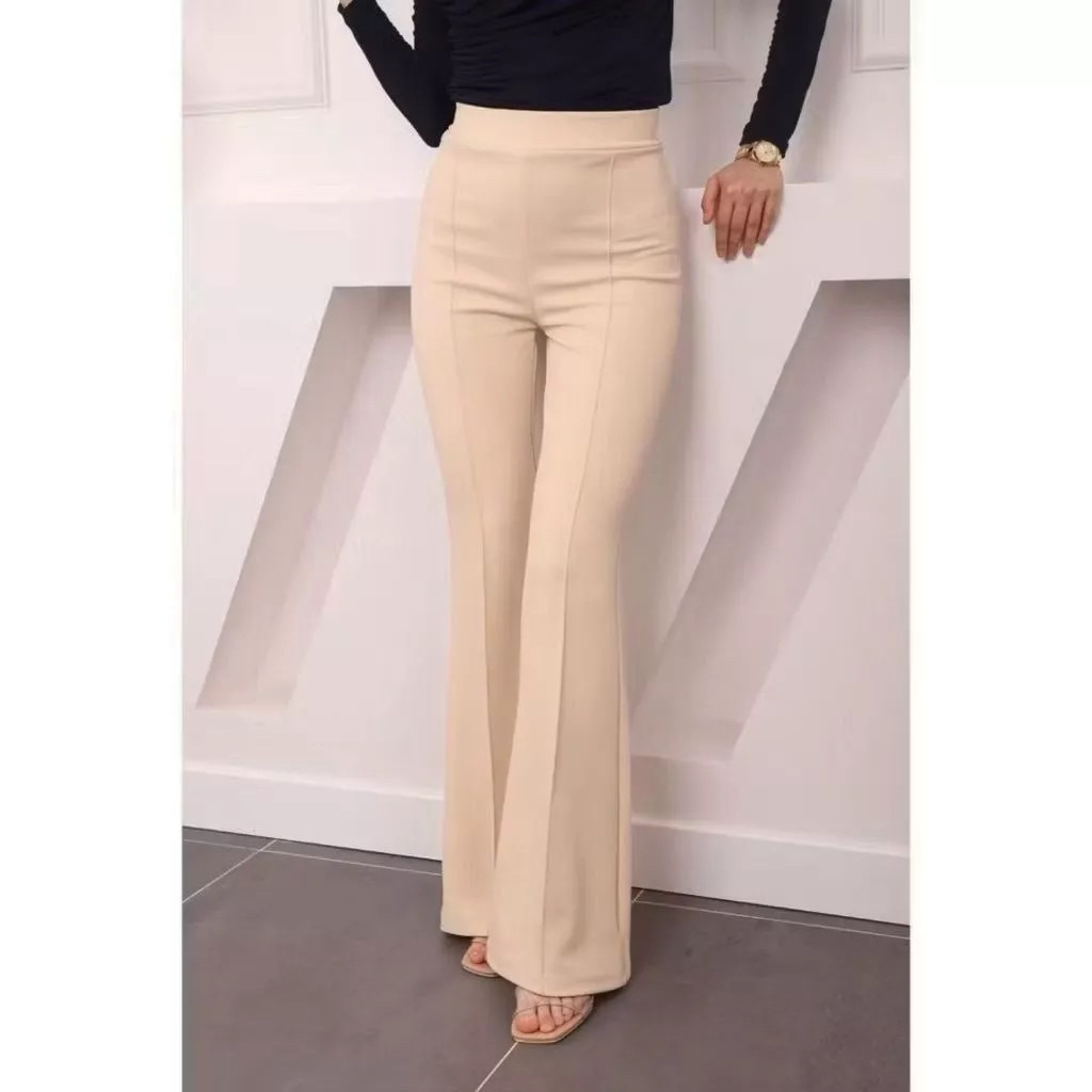 Celana Cutbray Wanita Scuba Premium Highwaist dengan Pinggang Elastis dan Saku Praktis