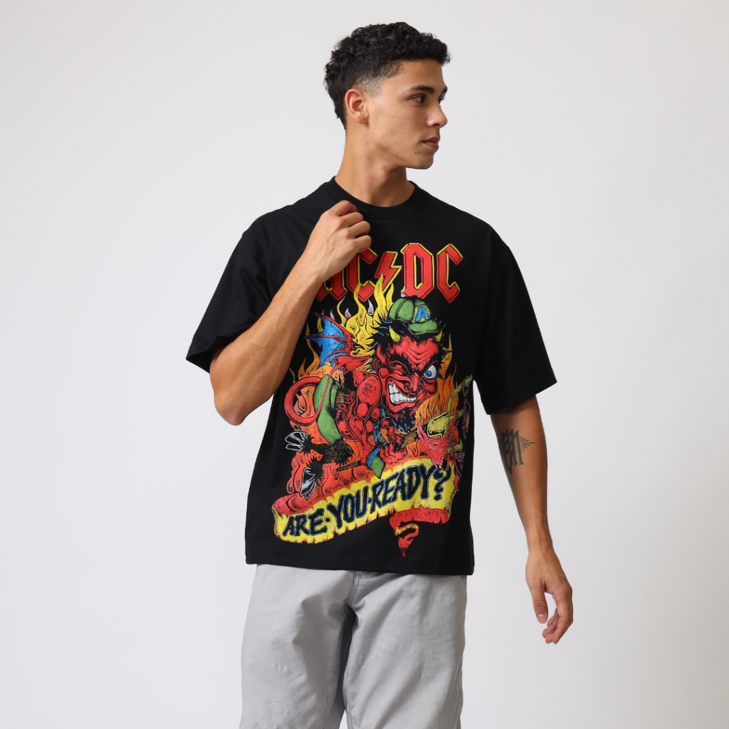 GENZ Kaos Oversize UNISEX ACDC - T Shirt Vintage acdc Black Cotton Combed 20s Premium Super Lembut foto 2