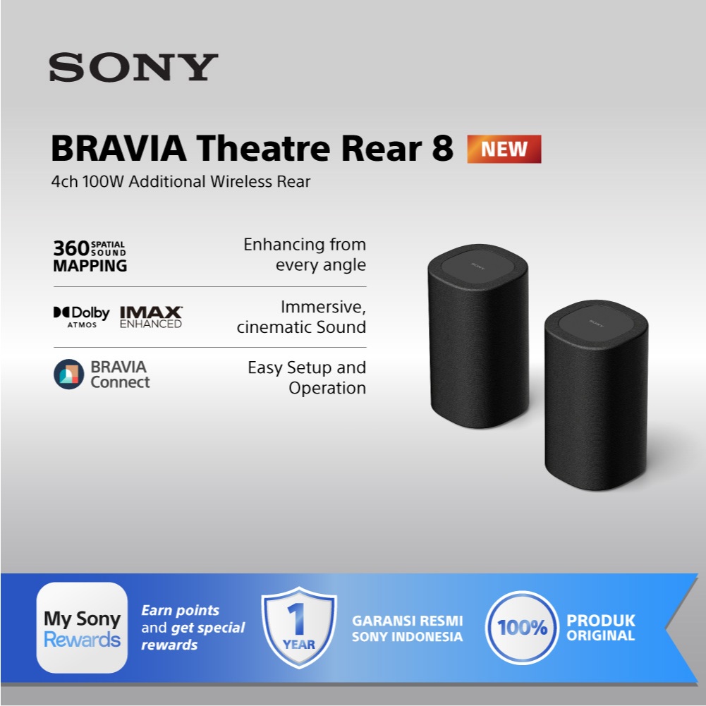 Sony BRAVIA Theatre Rear 8 SA-RS8 – Wireless Rear Speaker 100W / Surround Sound Cinema