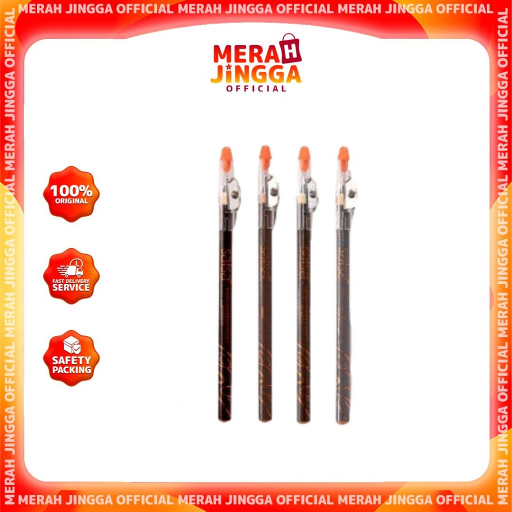 SALSA Single Eyebrow Pencil Waterproof Pensil Alis Tahan Lama Serut Rautan / Merah Jingga Official