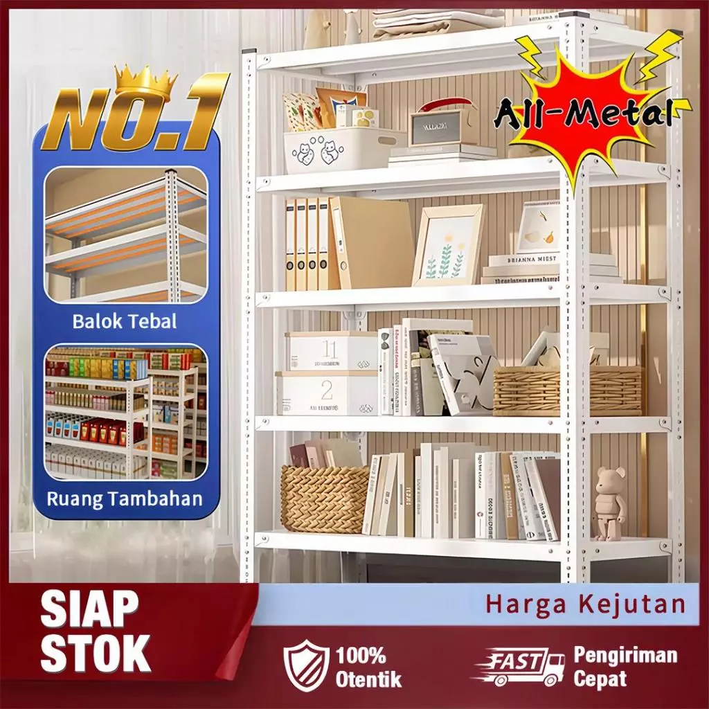 Rak Susun Serbaguna 100% Besi Rak Besi Siku Lubang Rak Serbaguna Rak Buku Minimalis 3/4/5/6 Susun Rak