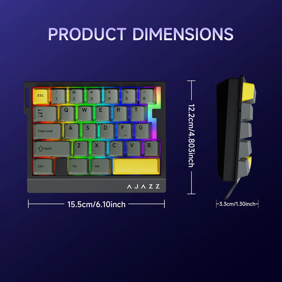 Ajazz AK029 / AK-029 / AK 029 HE Hall Effect One Handed Gaming Keyboard With Magnetic Rice Switch - Gambar 2