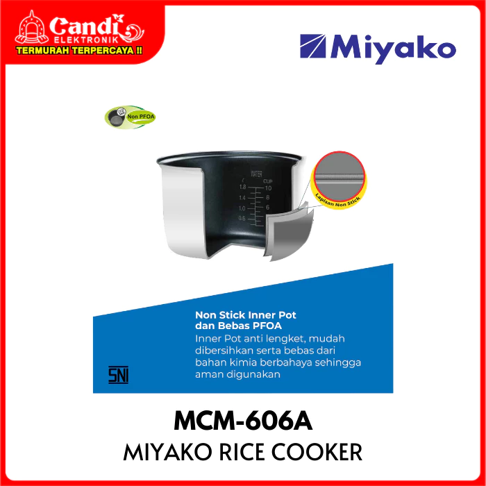 [ CANDI ELEKTRONIK ] MIYAKO Magic Warmer Plus Rice Cooker 0,6 Liter MCM-606A - Gambar 4
