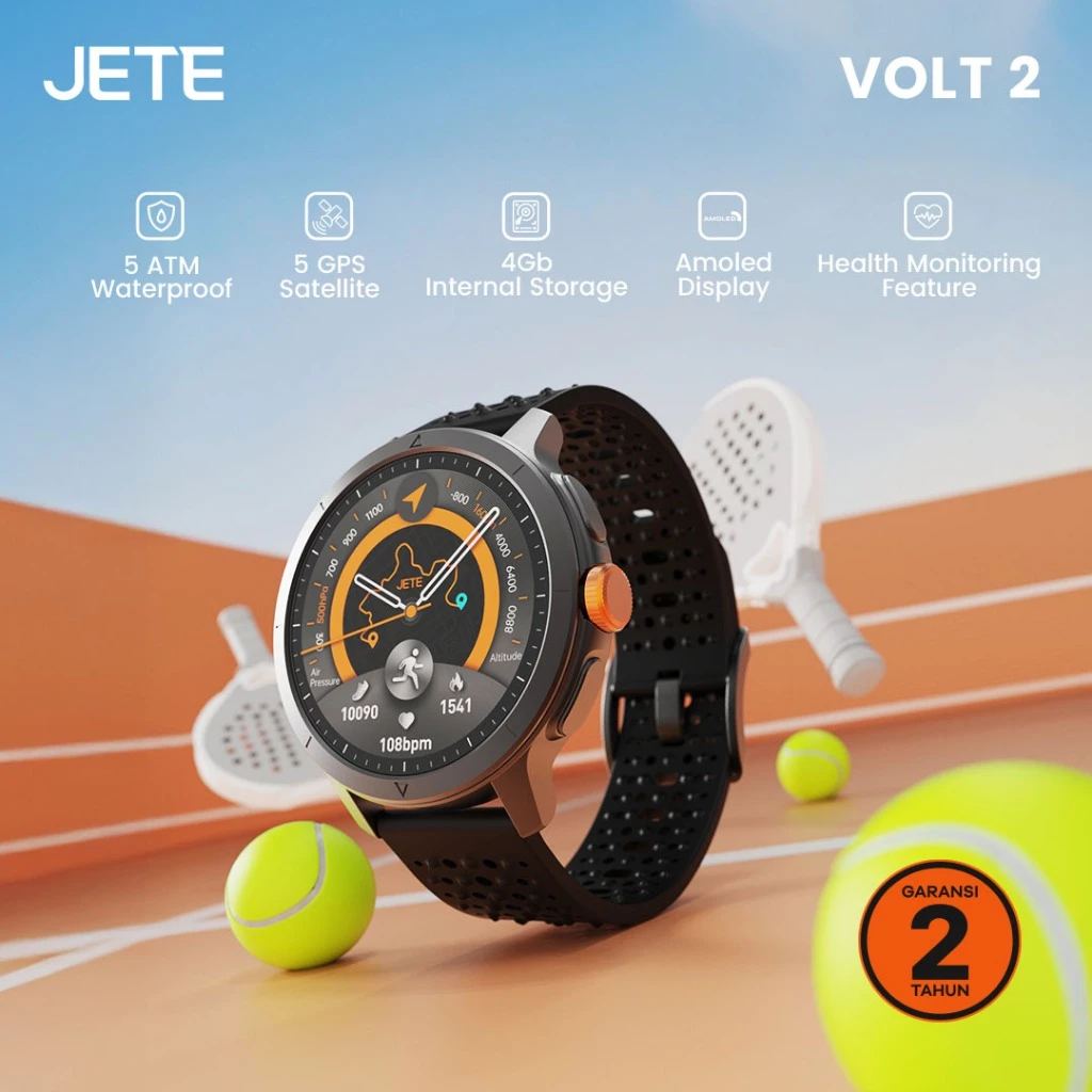 Smartwatch JETE VOLT 2 AMOLED 1.6 Inch Screen Display Jam Tangan AI Running 5 ATM Waterproof Watch 4GB Smart Watch With GPS Sport Mode Heart Rate Jam Tangan Pria Wanita (RTL) - Gambar 2