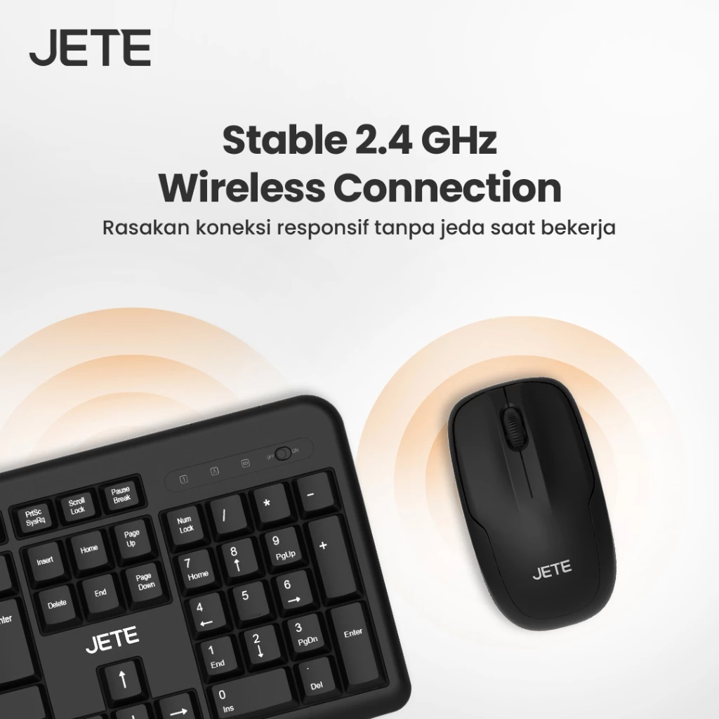 Keyboard Mouse Combo JETE MKS101 Keyboard & Mouse Wireless 1200 DPI Tanpa Kabel USB Dongle Keyboard Mouse Kantor Komputer - Gambar 4