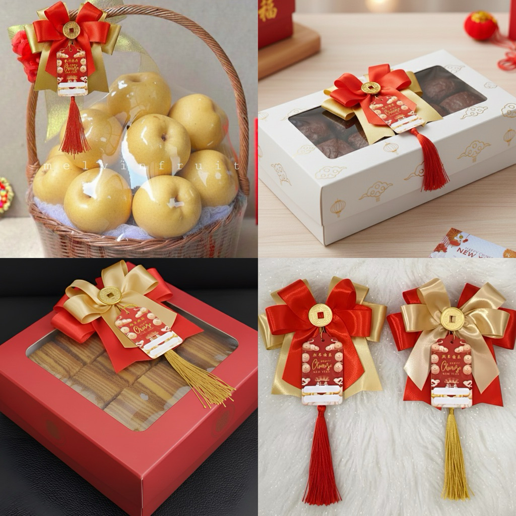 Chinese New Year Hampers Ribbon Free Hangtag + Tassel JUMBO size READY ...
