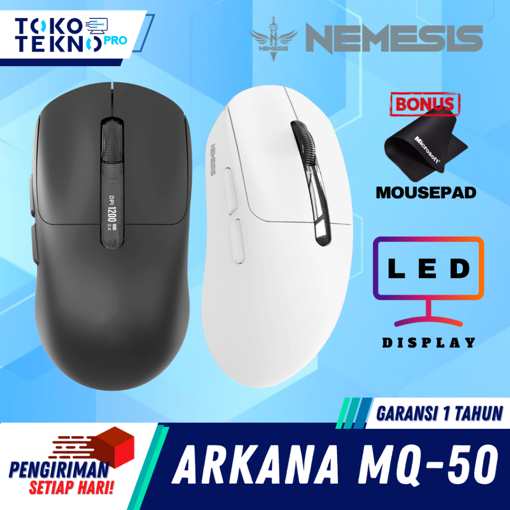 NYK Nemesis ARKANA MQ-50 / MQ 50 Mouse Wireless 2.4Ghz Dual Mode Rechargeable Battery with Digital Display