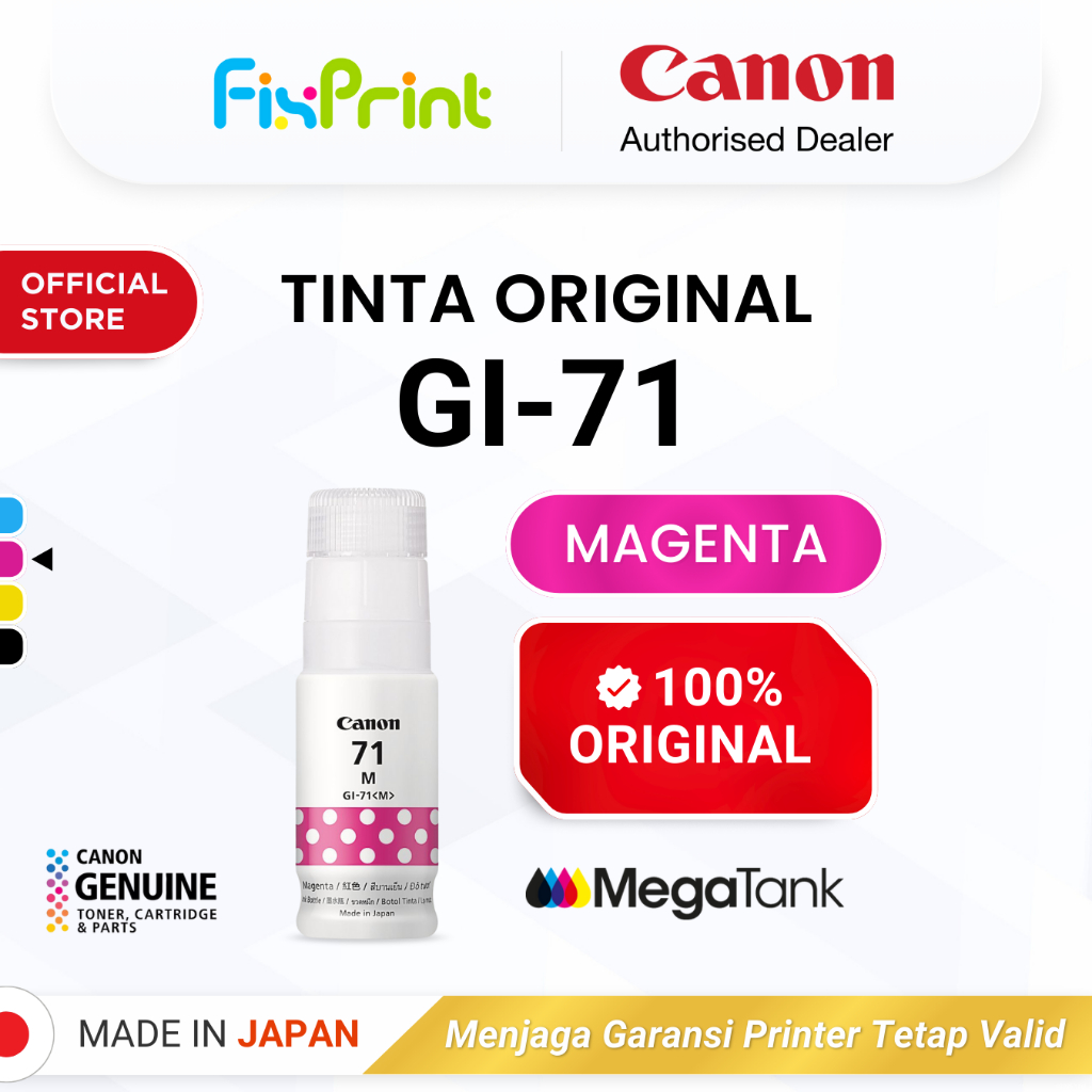 FixPrint 100% ORIGINAL Tinta Canon GI 71 Magenta - Printer G1730 G1737 G2730 G2770 G3730 G3770 G4770 G4780 G1020 G2020 G3020