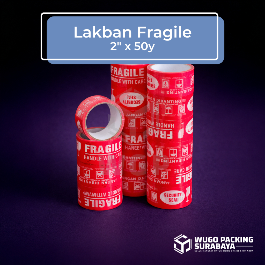 MERAH Fragile Red Duct Tape 48mm x 50y Do Not Throw 2 Inch Insulation ...