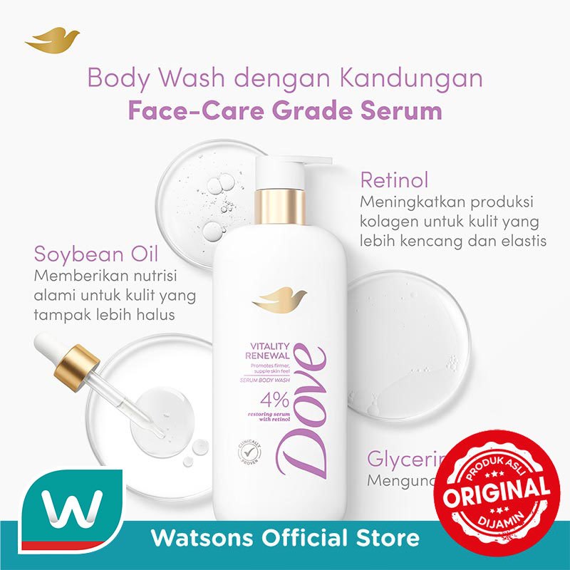 [NEW!] Dove Advanced Serum Vitality Renewal Body Wash - Sabun Mandi Cair untuk Menutrisi dan Mengatasi Tanda Penuaan Kulit 300g - Gambar 3
