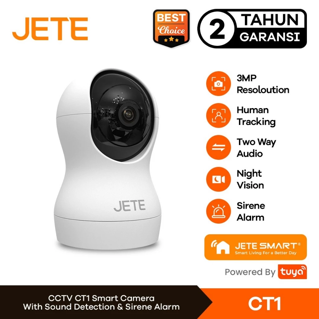 CCTV indoor JETE CT1 Ip Camera 3MP Smart Camera Fitur Call 2 Arah CCTV Ip Cam Indoor (RTL)