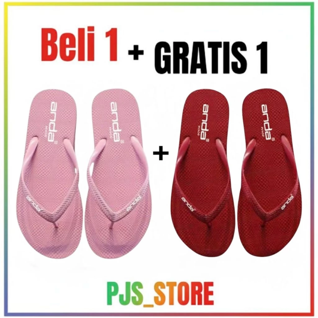 PROMO Beli 1 Gratis 1 - Sandal Jepit Anda Nice Wanita / Sandal Spon Ringan Anti Slip Terlaris