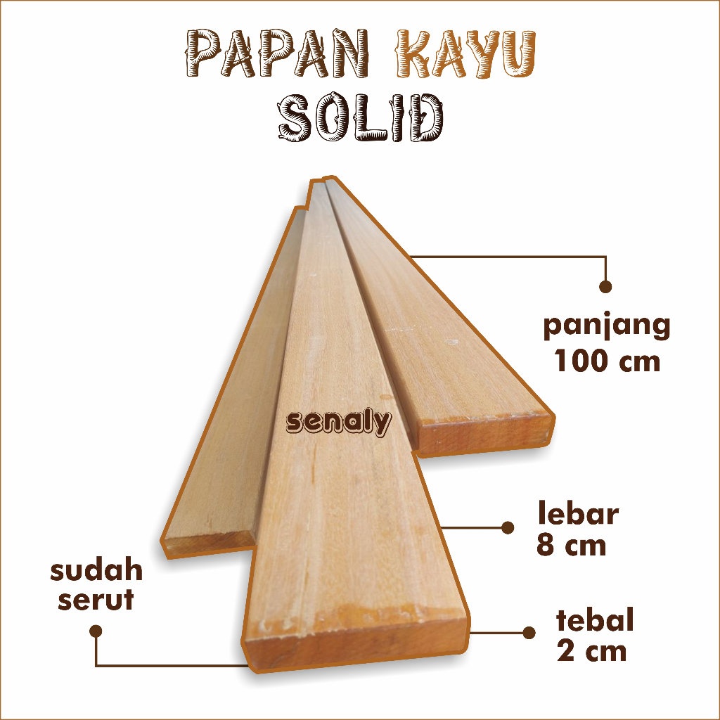 Papan Kayu Ukuran 2x10x100 cm Kondisi Sudah Serut Rapi - senaly - - Gambar 3