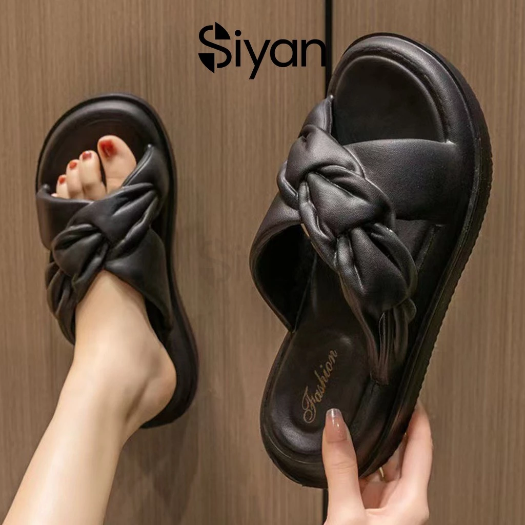 Siyan 2026 Sandal Wanita EVA Jelly Selop Kekinian Sandal Flat Empuk Elastis Pria Slide Kasual - Gambar 3