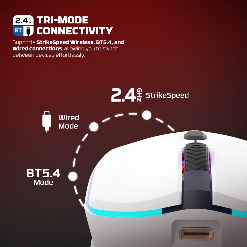 Fantech WG7V2RD / WG7-V2 RD / WG-7V2RD / WG7 V2 RD Crypto II / Crypto 2 Wireless Gaming Mouse With ARGB Gaming Optical Sensor - Gambar 3