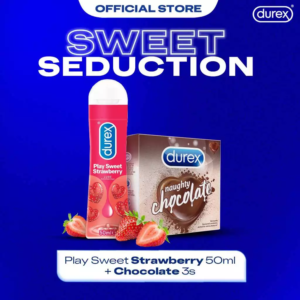 Chocolate - Dipped Love Bundle (Paket Kondom Naughty Chocolate 3s, Lube Strawberry 50ml)
