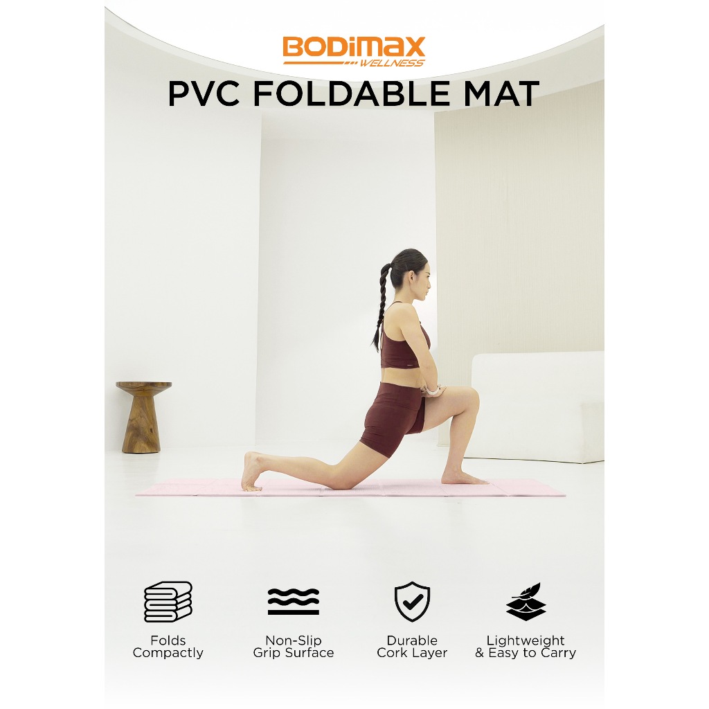 BODIMAX WELLNESS PVC FOLDABLE MAT / Matras Yoga & Fitness 8mm / Anti Slip / Foldable Exercise Mat - Gambar 2