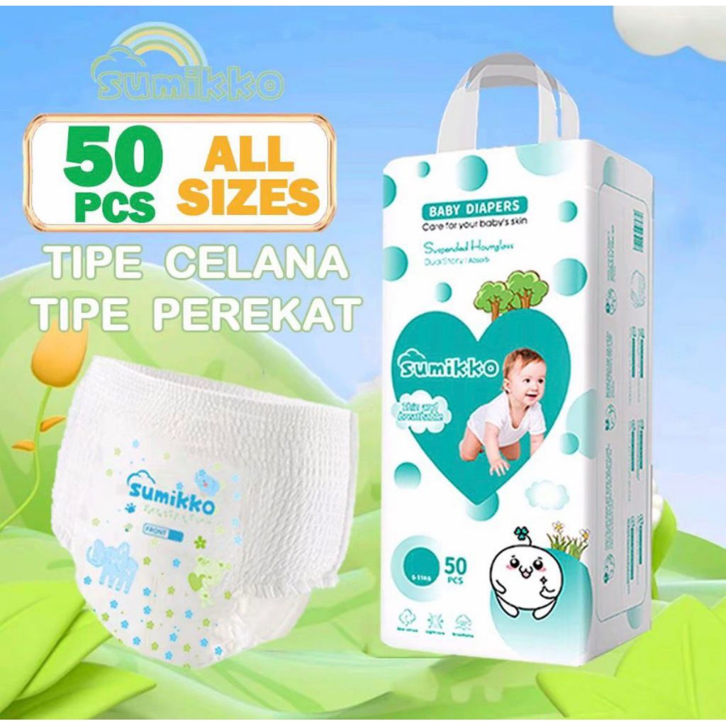 Popok Bayi SUMIKKO Celana 50pcs - Lembut, Anti Bocor, dan Nyaman