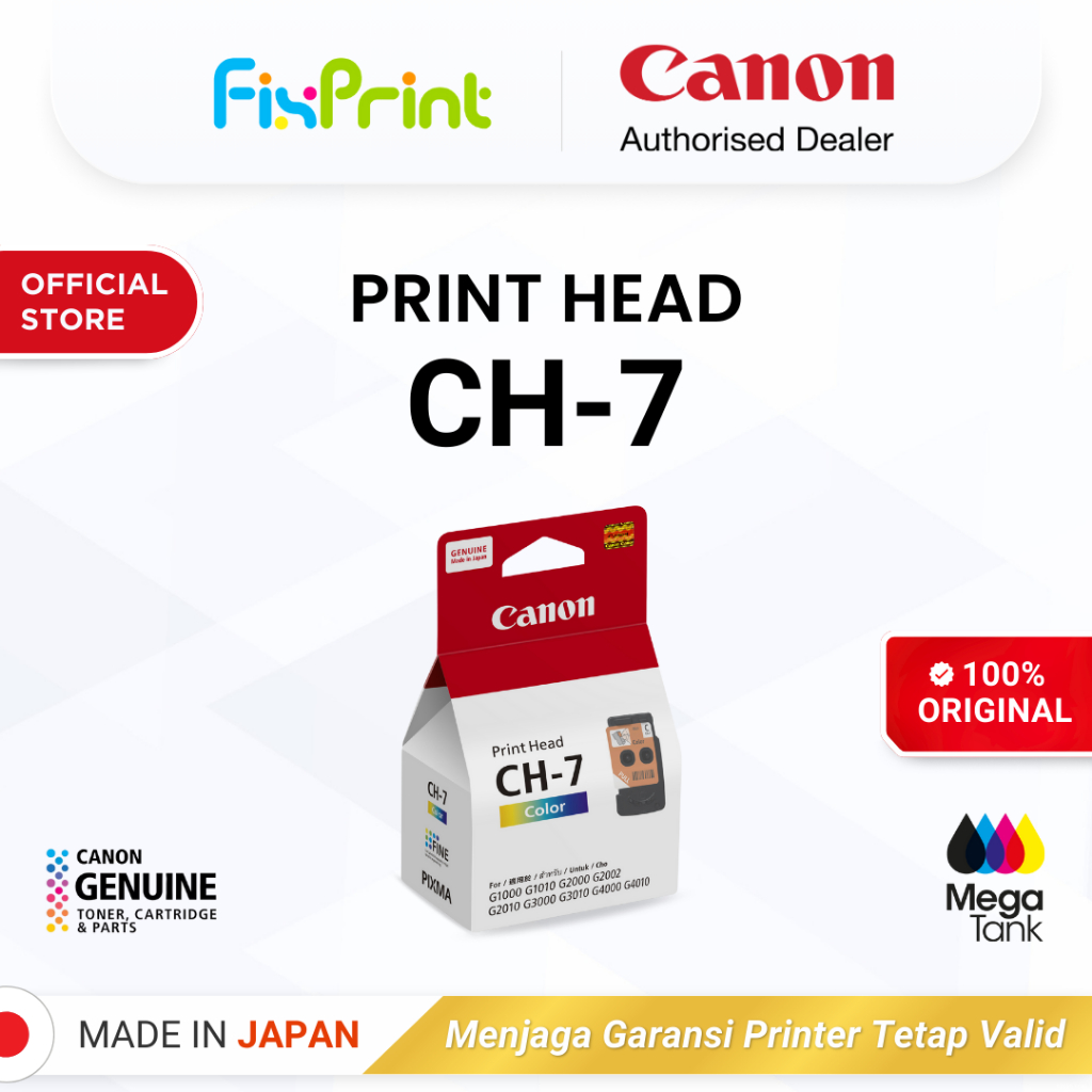 FixPrint 100% ORIGINAL Print Head Canon BH 7 CH 7 - Printer G1010 G2010 G3010 G4010 - BH7 Black CH7 Color - Gambar 3