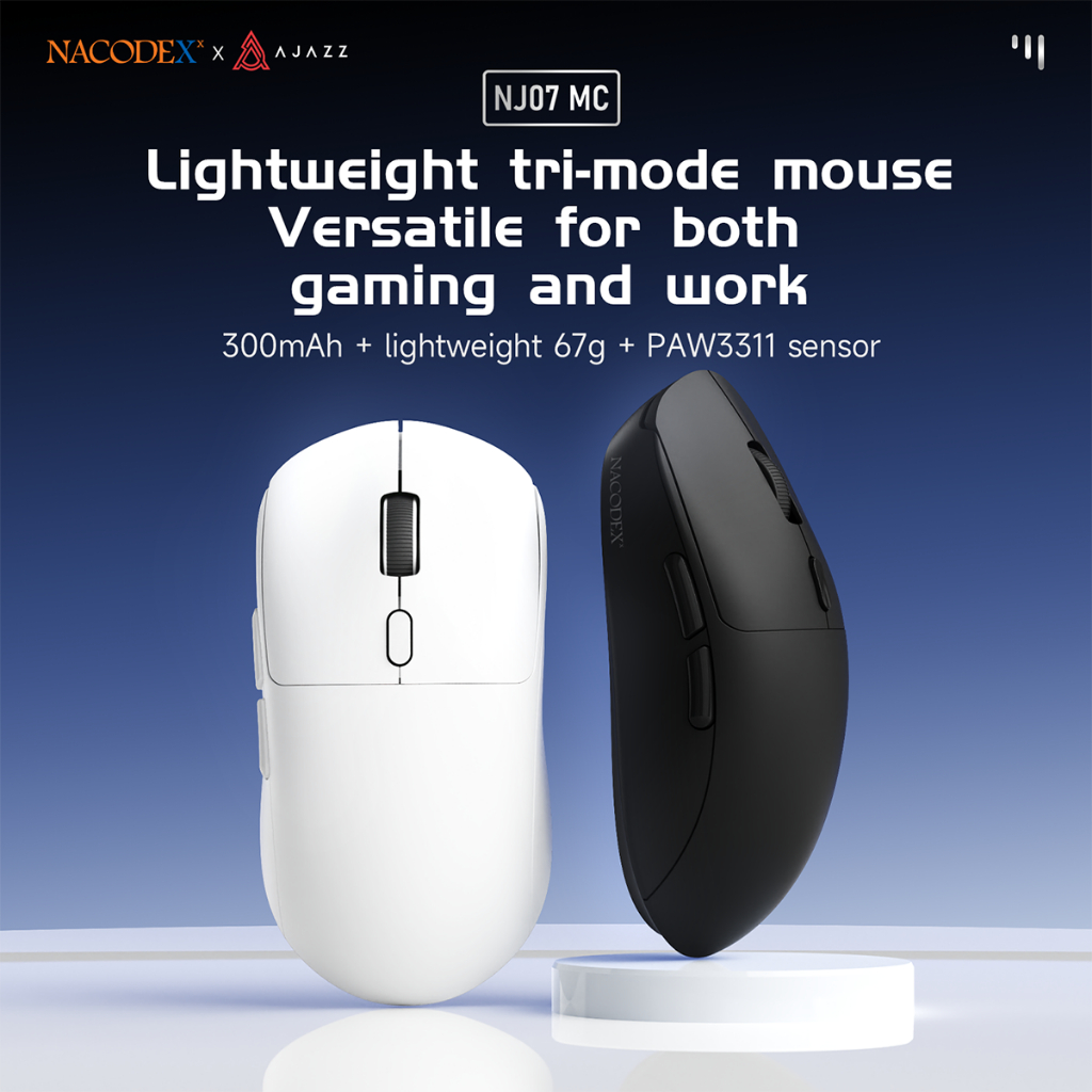 AJAZZ NJ07 / NJ-07 Gaming Mouse PAW-3311 Lightweight Tri-mode Connection 1000Hz Polling Rate - Gambar 2