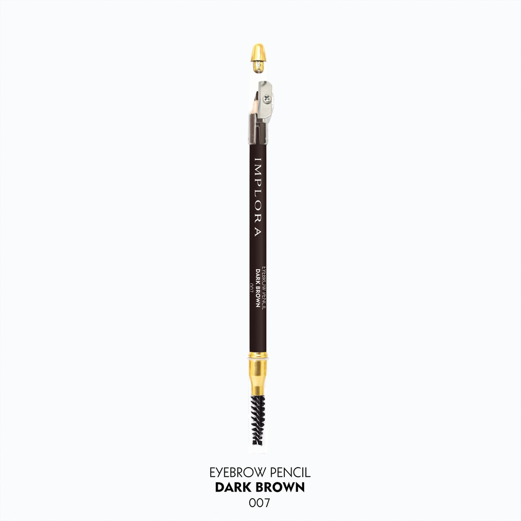 IMPLORA Eye Brow Pencil 2 IN 1 ( PENSIL + SERUTAN + SIKAT ) - IMP Dark Brown / Merah Jingga Official - Gambar 3