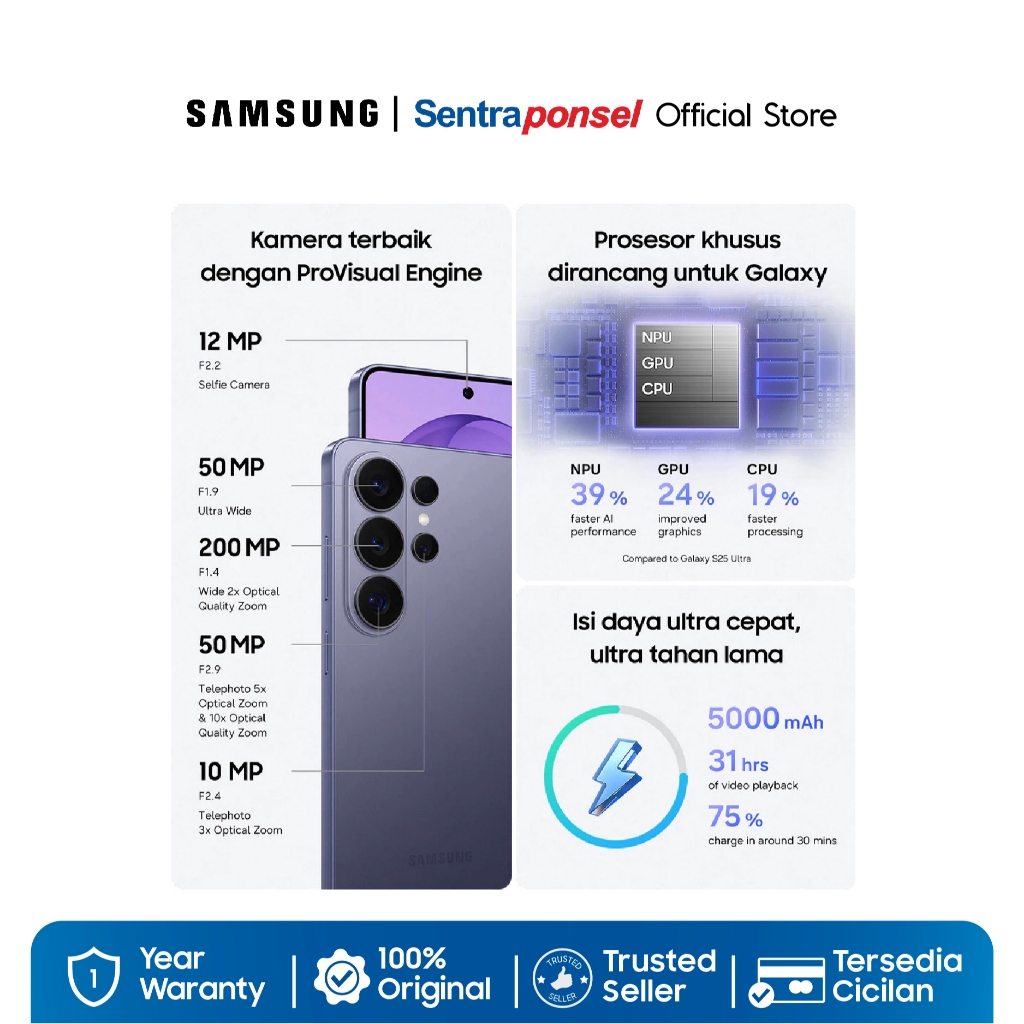 Samsung Galaxy S26 Ultra 12GB/256GB 12GB/512GB - AI / Photo Assist / Upgrade dari 256GB - Garansi Resmi - Gambar 3