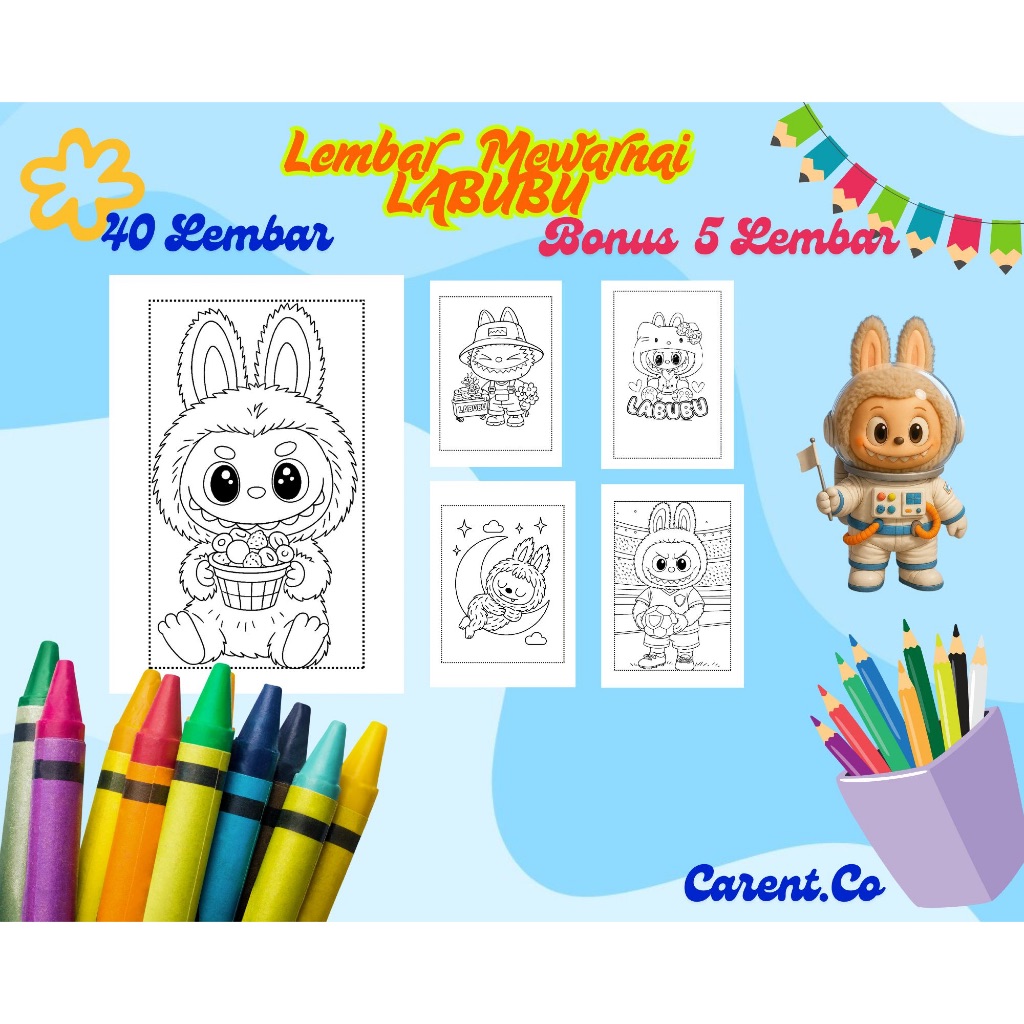 LABUBU COLORING SHEETS 40 SHEETS BONUS 5 SHEETS> EDUCATIONAL SHEETS ...