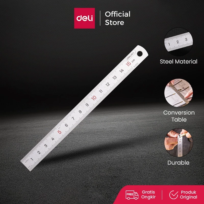 Deli Tools Penggaris Besi / Metal Rules 30 CM Kokoh Alat Perkakas DL80XX