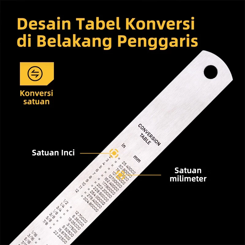 Deli Tools Penggaris Besi / Metal Rules 30 CM Kokoh Alat Perkakas DL80XX - Gambar 2