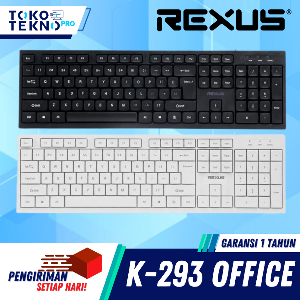 Rexus K293 / K-293 Keyboard Office Wired Full Size Membrane