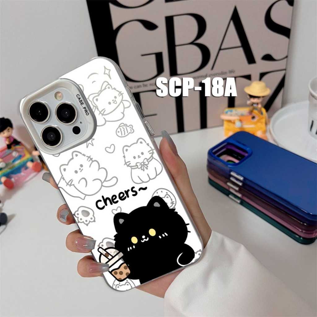 Case Gambar  Realme 11 4G Realme 11 Pro Realme 11 Pro Plus Realme 12 5G Realme 12 Pro Plus Case gambar Kucing Cheers Cute SCP-18 Case Hologram Imd - Gambar 3