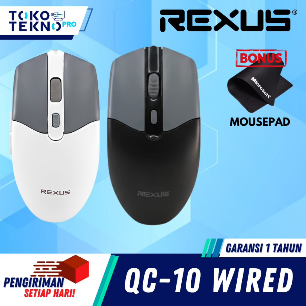 Mouse Kabel Rexus QC10 / QC-10 Mouse Wired Office Garansi Resmi